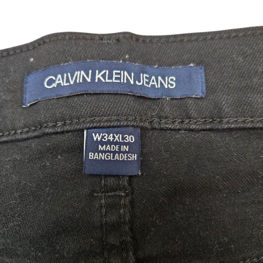 Calvin Klein Droit Straight Fit Black Classic Denim Jeans Mens 34X30 - Picture 4 of 9